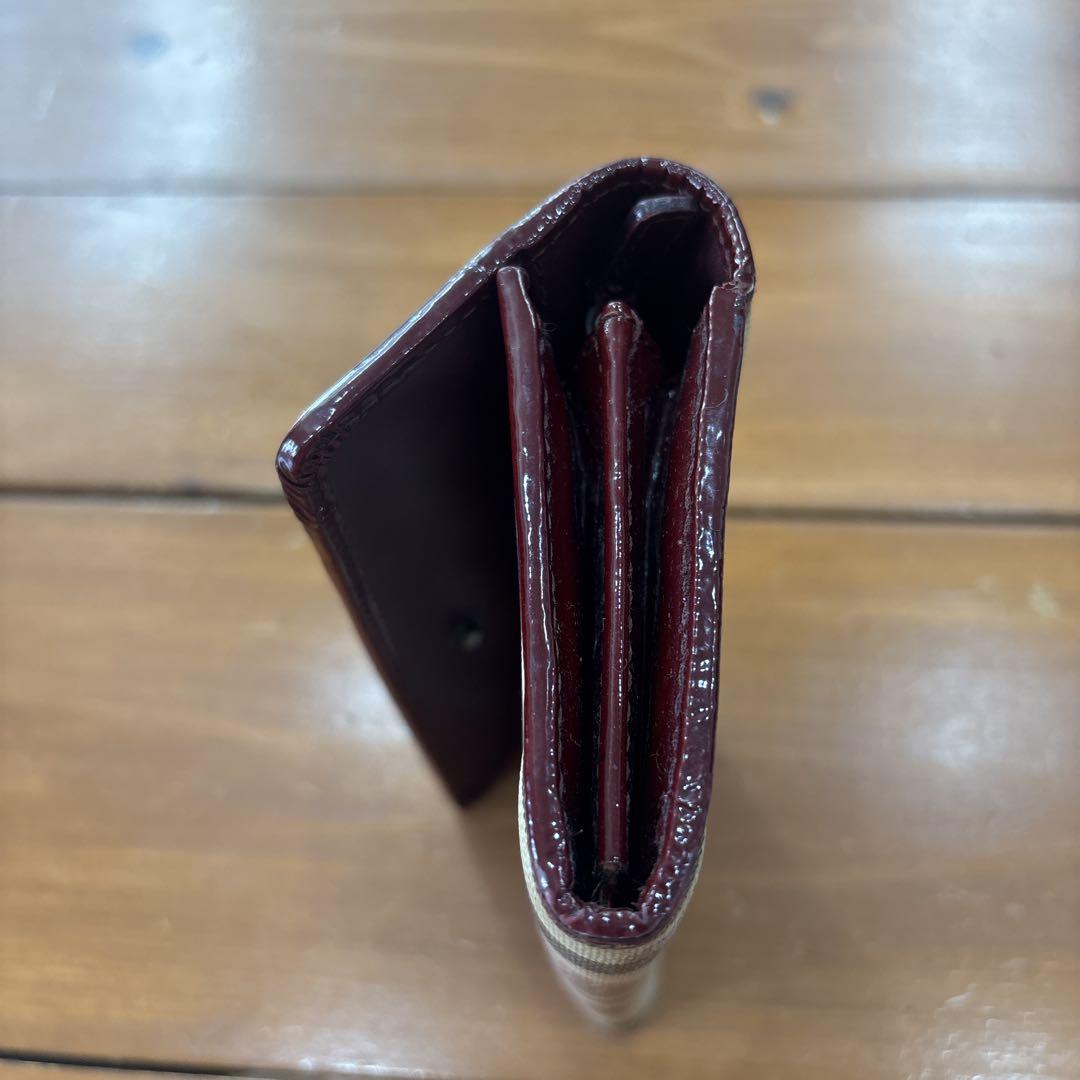 バーバリーハート柄チェック長財布 ベージュボルドー