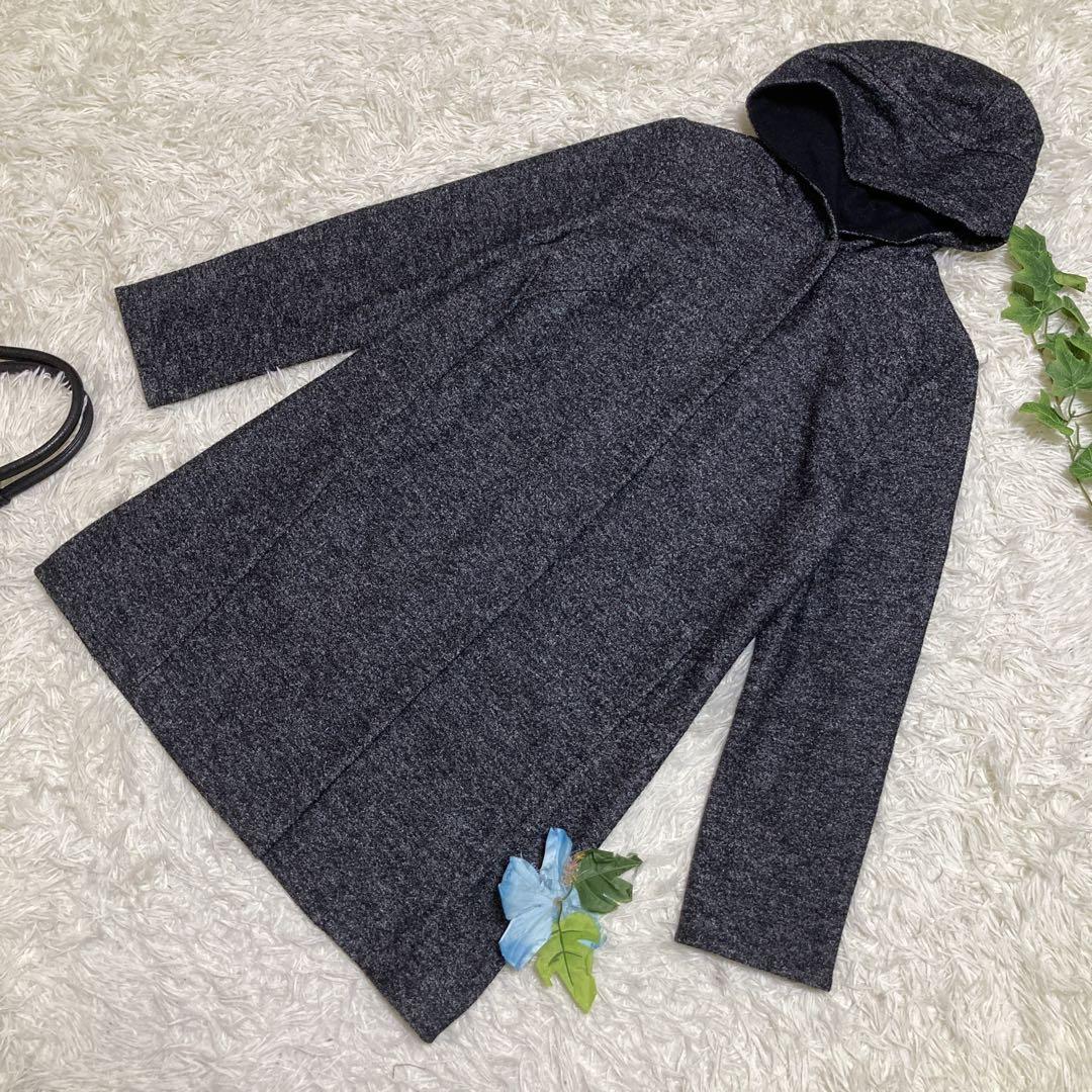 極美品　リフレクト　ロングコート　ダークグレー　ウール　綿　ポリエステル　9 M
