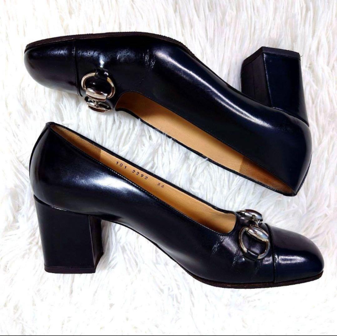 GUCCI グッチ　36C ホースビットパンプス　黒
