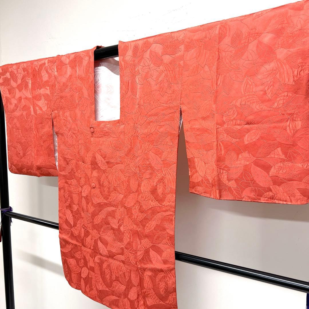 道行コート 膨れ織 リーフ模様 リーフ地紋 楓 流線 着物 111tz