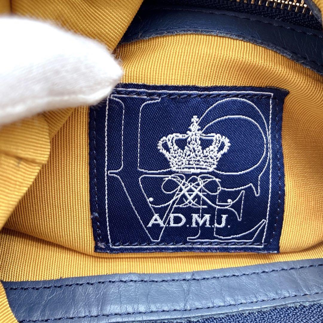 A.D,M.J. 2way ショルダーバッグ　クラッチバッグ　ネイビー　レザー