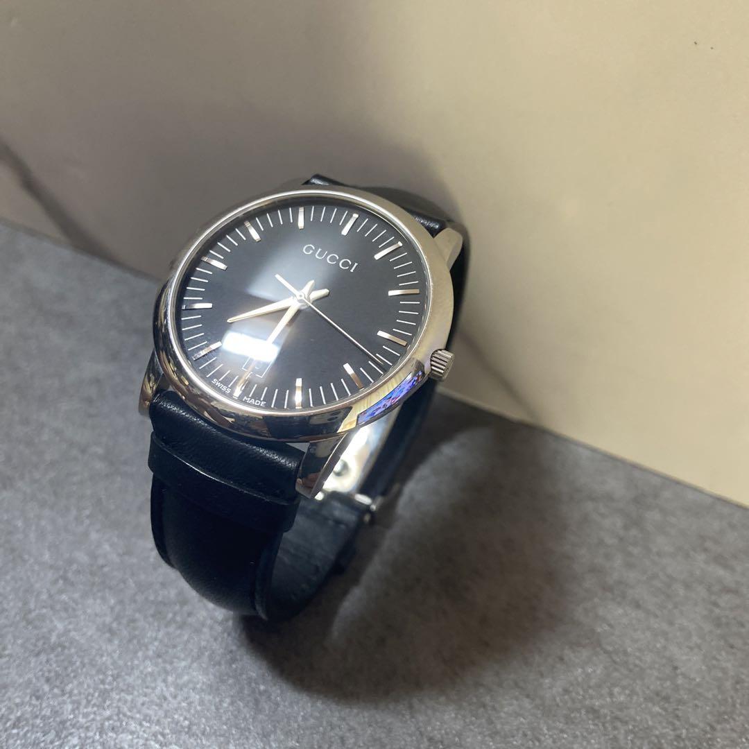 ✨希少✨GUCCI ブラックレザーバンド 時計5600M デイト