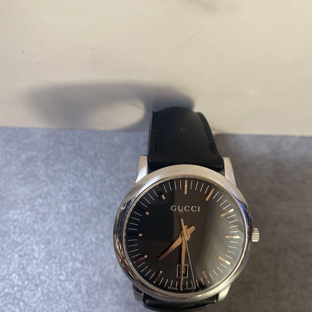 ✨希少✨GUCCI ブラックレザーバンド 時計5600M デイト