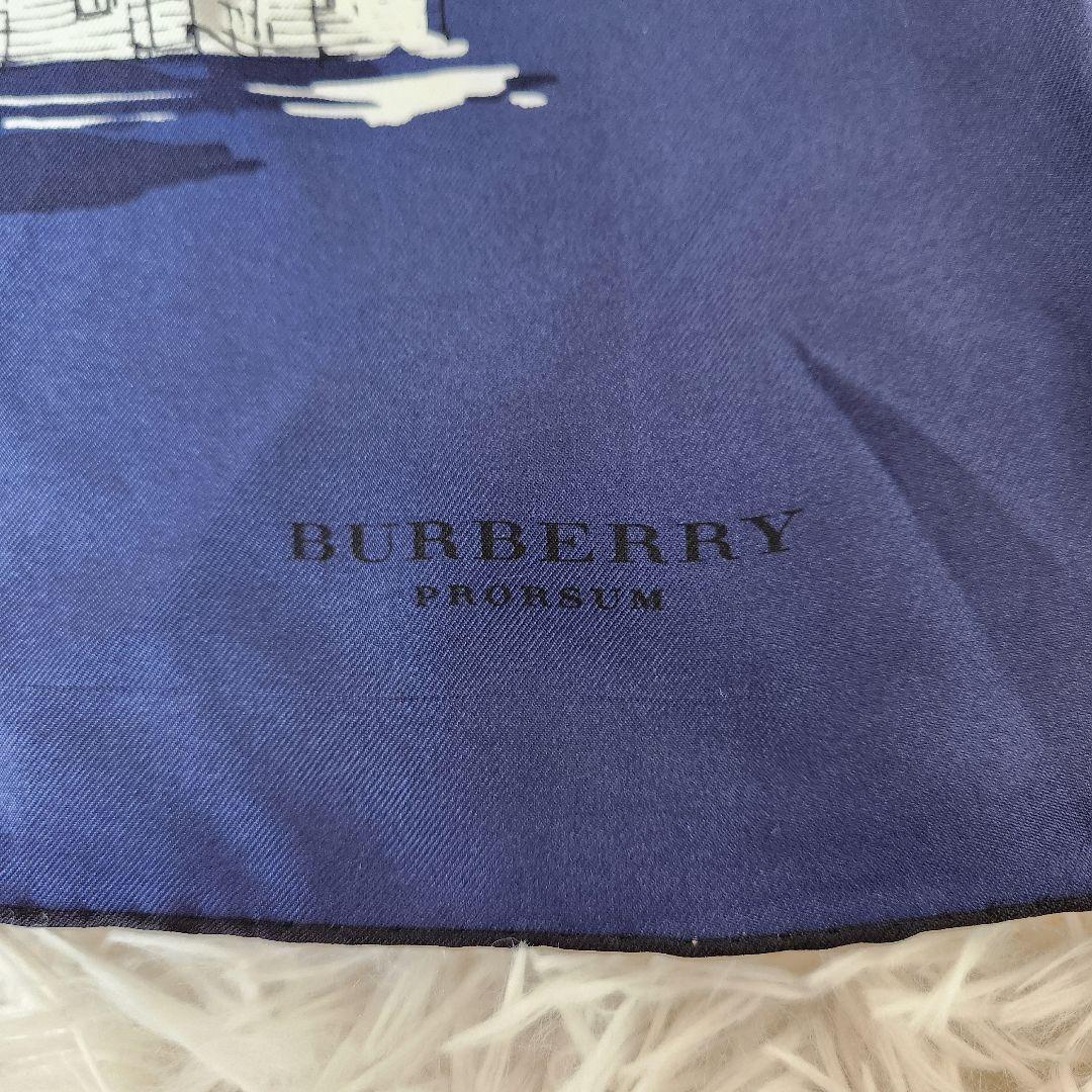 BURBERRY バーバリー プローサム ヴィンテージ シルクスカーフ ネイビー BURBERRY バーバリー プローサム ヴィンテージ シルクスカーフ