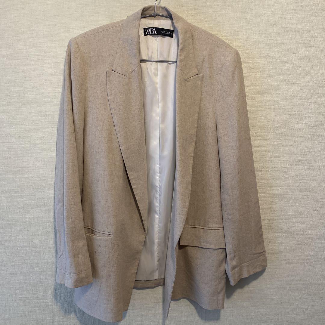 ZARA ベージュ テーラードジャケット ツイードジャケット ZARA - ZARA ツイードジャケットの通販 by ⚘｜ザラならラクマ