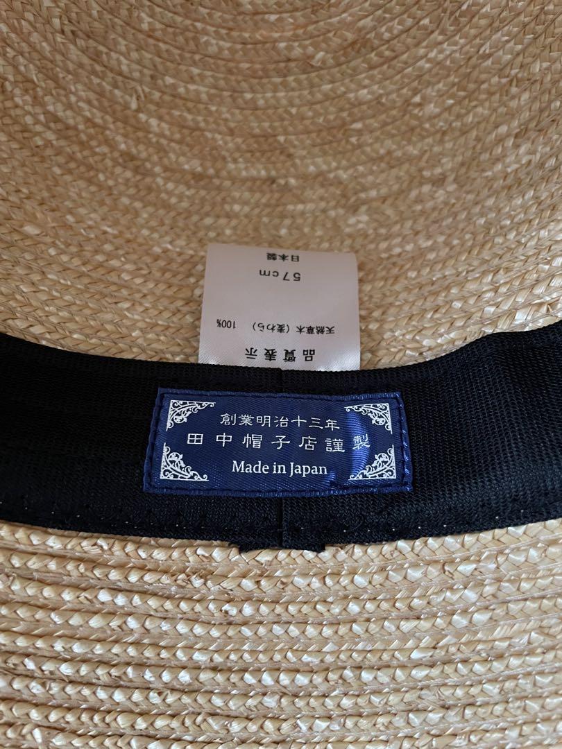 田中帽子店　麦わら帽子　ベージュ幅広リボン