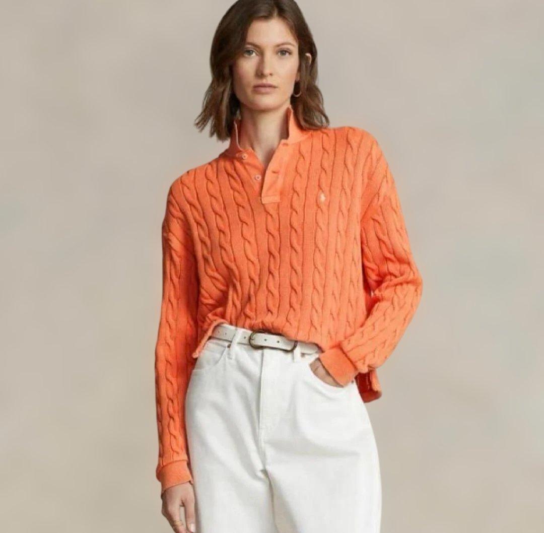 ラルフローレン ケーブルニット ウォッシュ加工 セーターXL LL Polo By Ralph Lauren