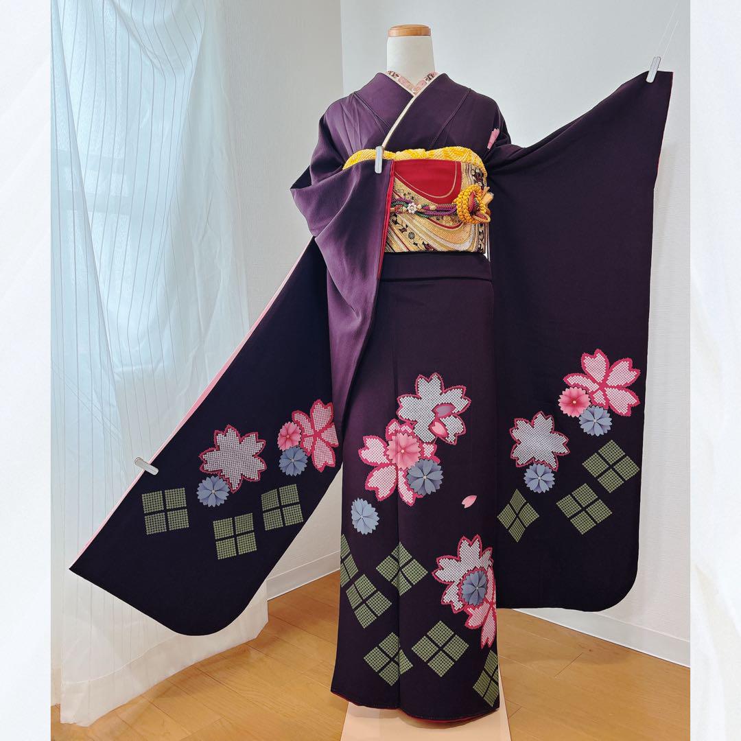 未使用近い 美品 振袖フルセット 半衿付き長襦袢付き パール伊達