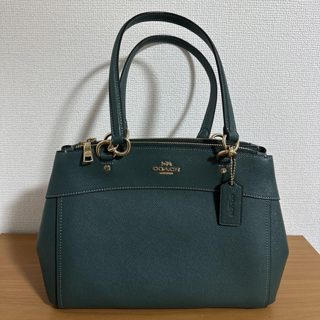 【美品】COACH ダークグリーン ハンドバッグ