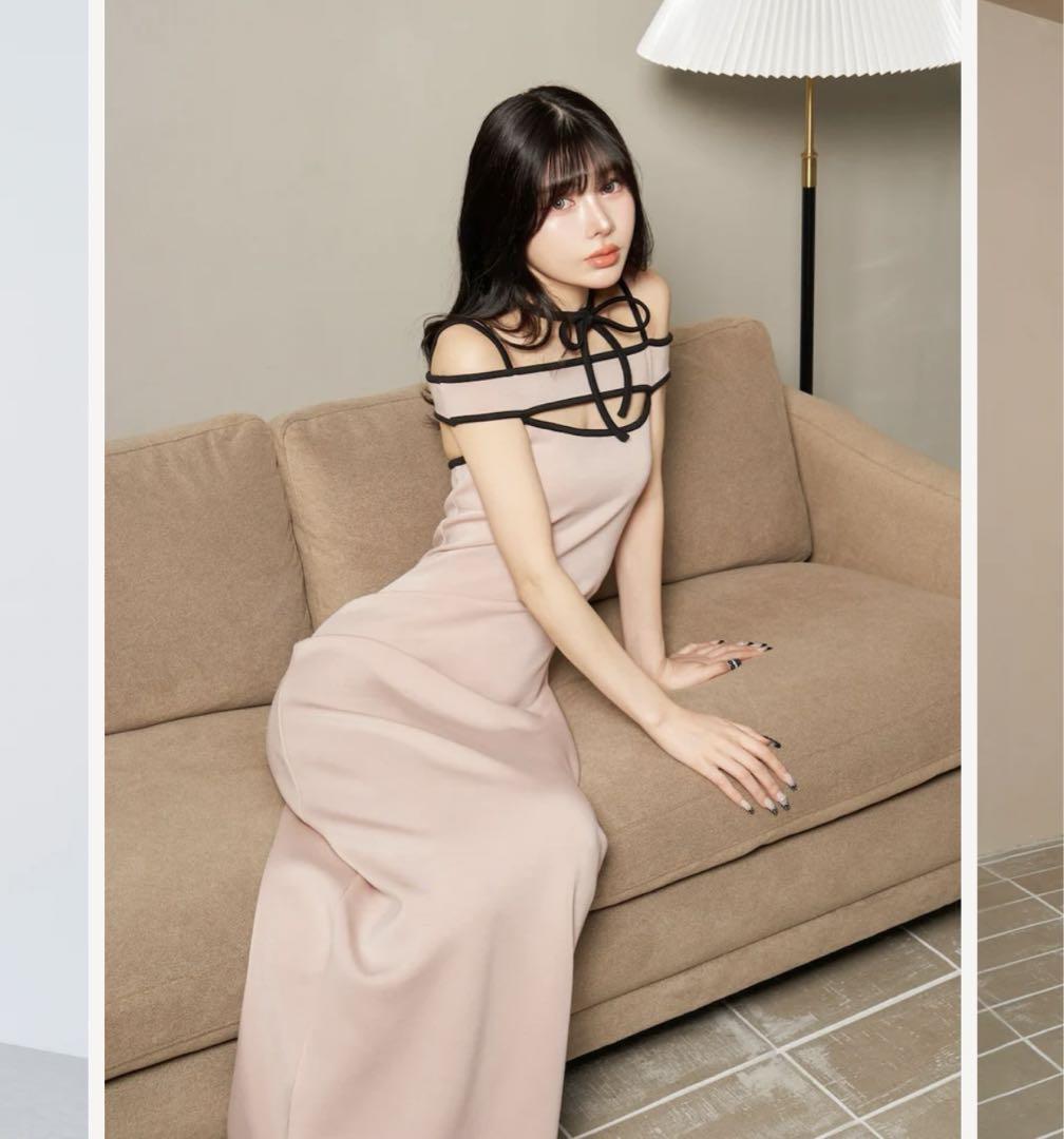 【新品未着用】Darichダーリッチ　パイピングカットリボンロングワンピース