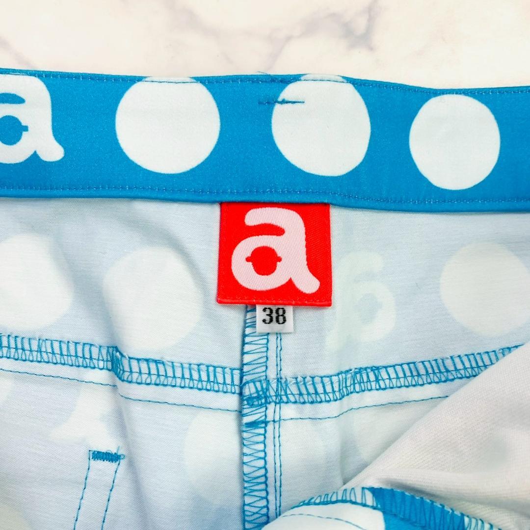 新品★アルチビオ ドット柄 ゴルフショートパンツ ライトブルー 38　D287