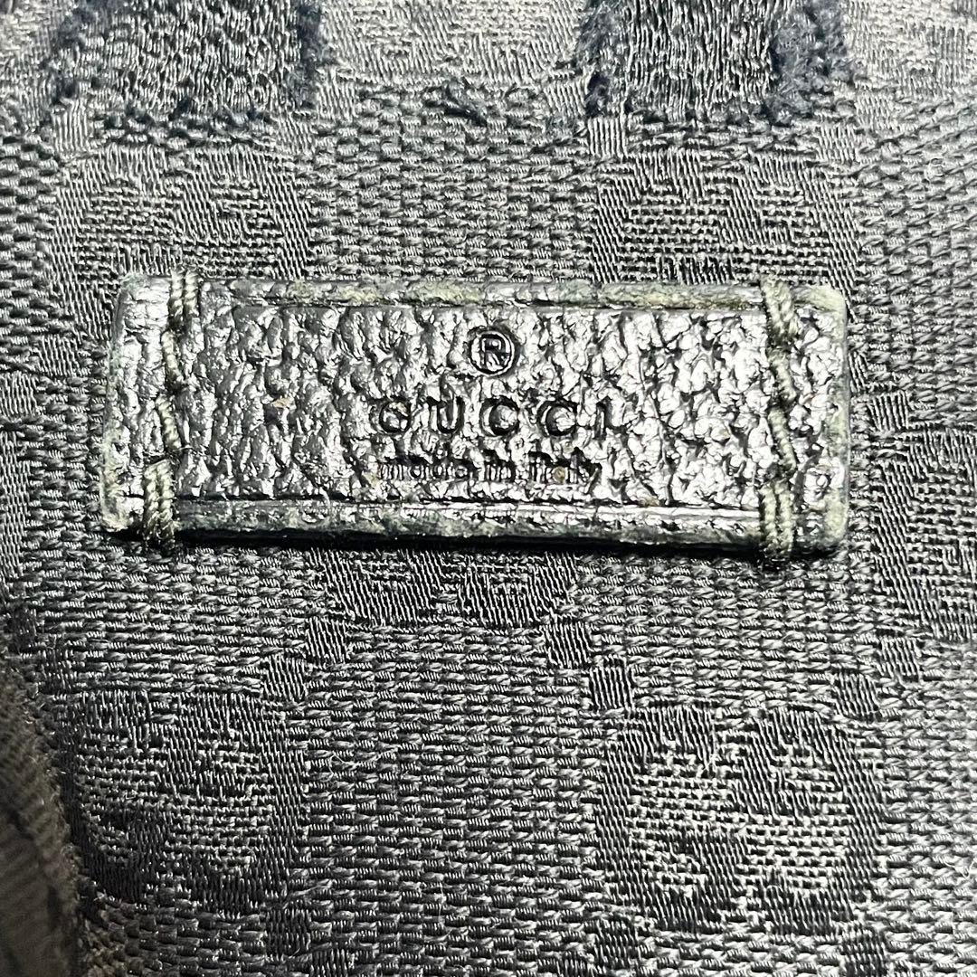 グッチ GGキャンバス ショルダーバッグ ブラック レザー シェリーライン 黒