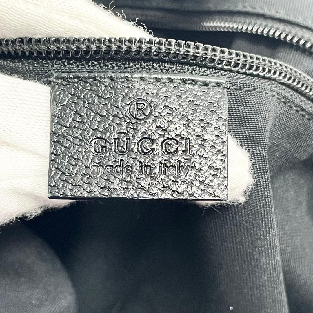 グッチ GGキャンバス ショルダーバッグ ブラック レザー シェリーライン 黒