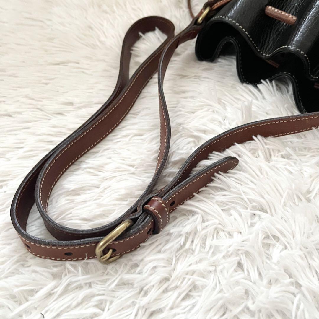 美品✨ 超希少 オールドコーチ ショルダーバッグ 巾着 レザー 黒