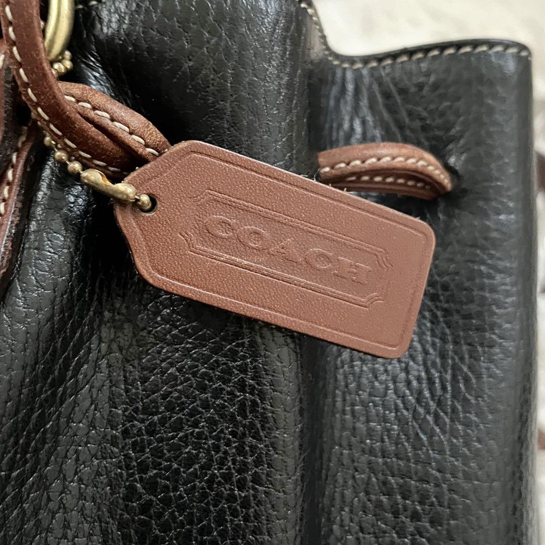 美品✨ 超希少 オールドコーチ ショルダーバッグ 巾着 レザー 黒