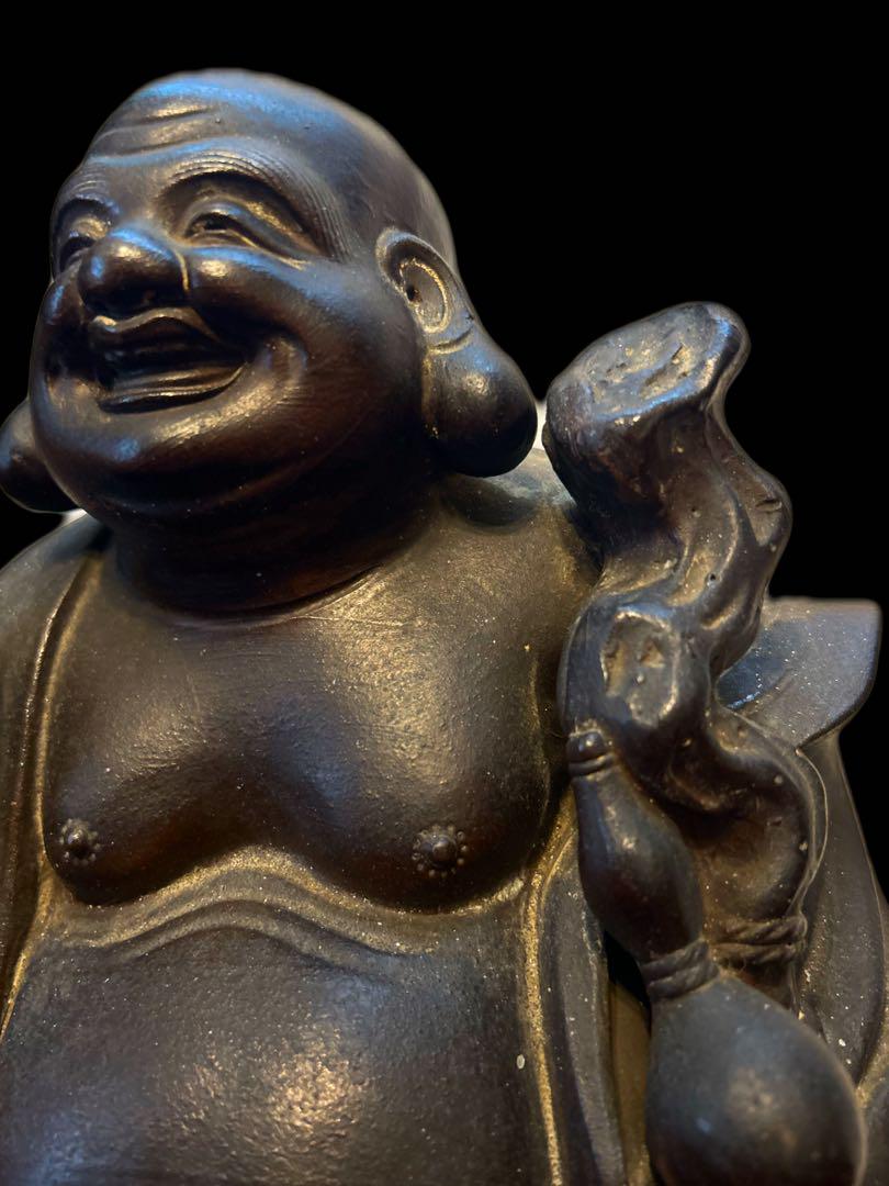 稀少品 木村長十郎友敬作 布袋尊像  備前焼 陶印あり