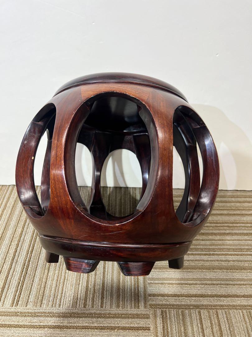 【美品★送料込】唐木 丸 椅子 スツール 花台 丸卓 花梨木製（2台）