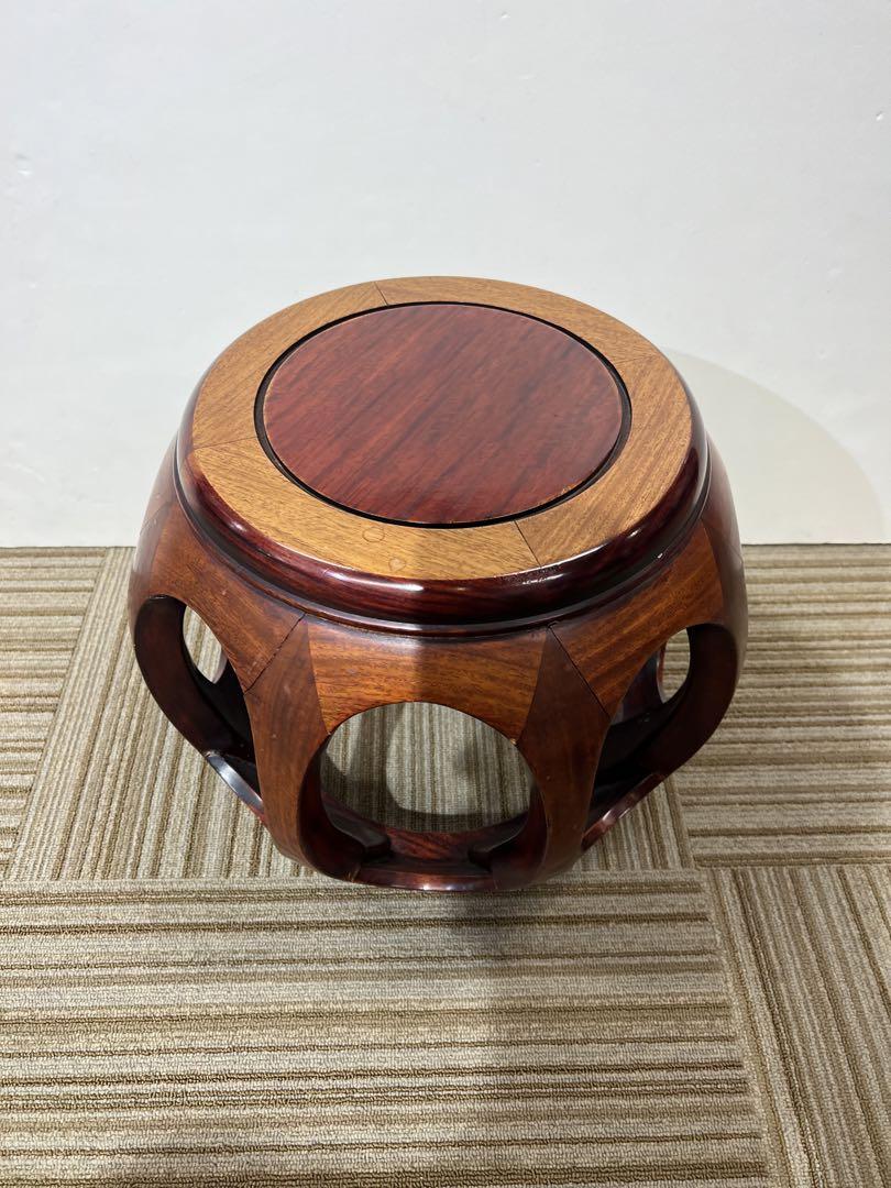 【美品★送料込】唐木 丸 椅子 スツール 花台 丸卓 花梨木製（2台）