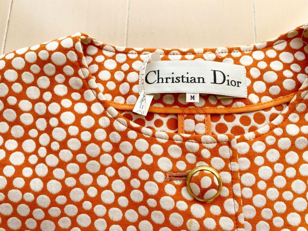 クリスチャンディオール Dior ジャケット オレンジと白のドット