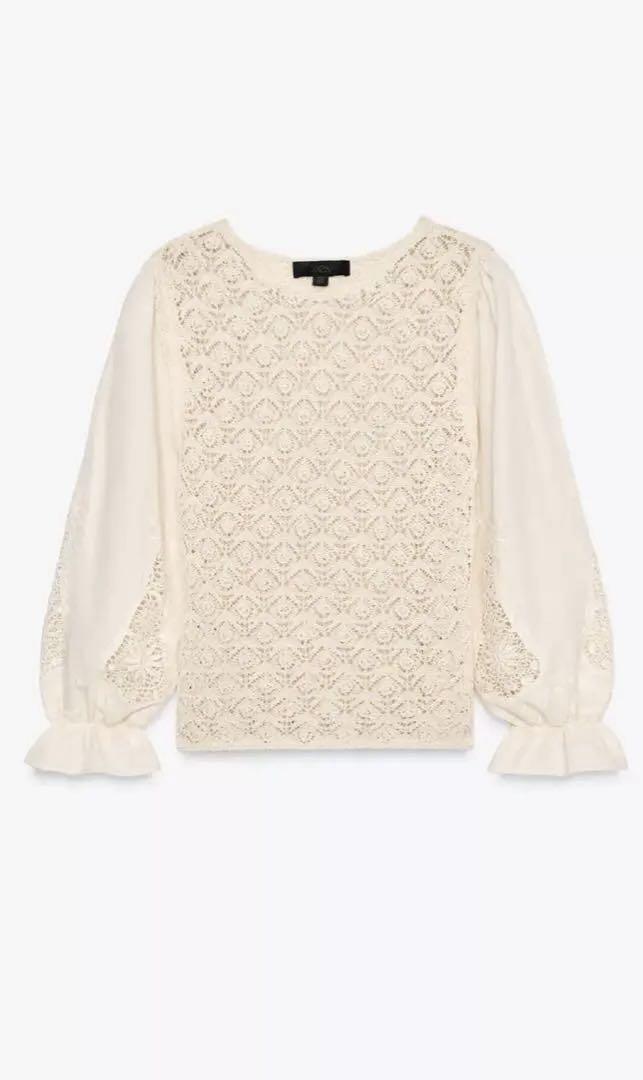 ZARA コンビネーションスリーブのポワンテルニットセーター