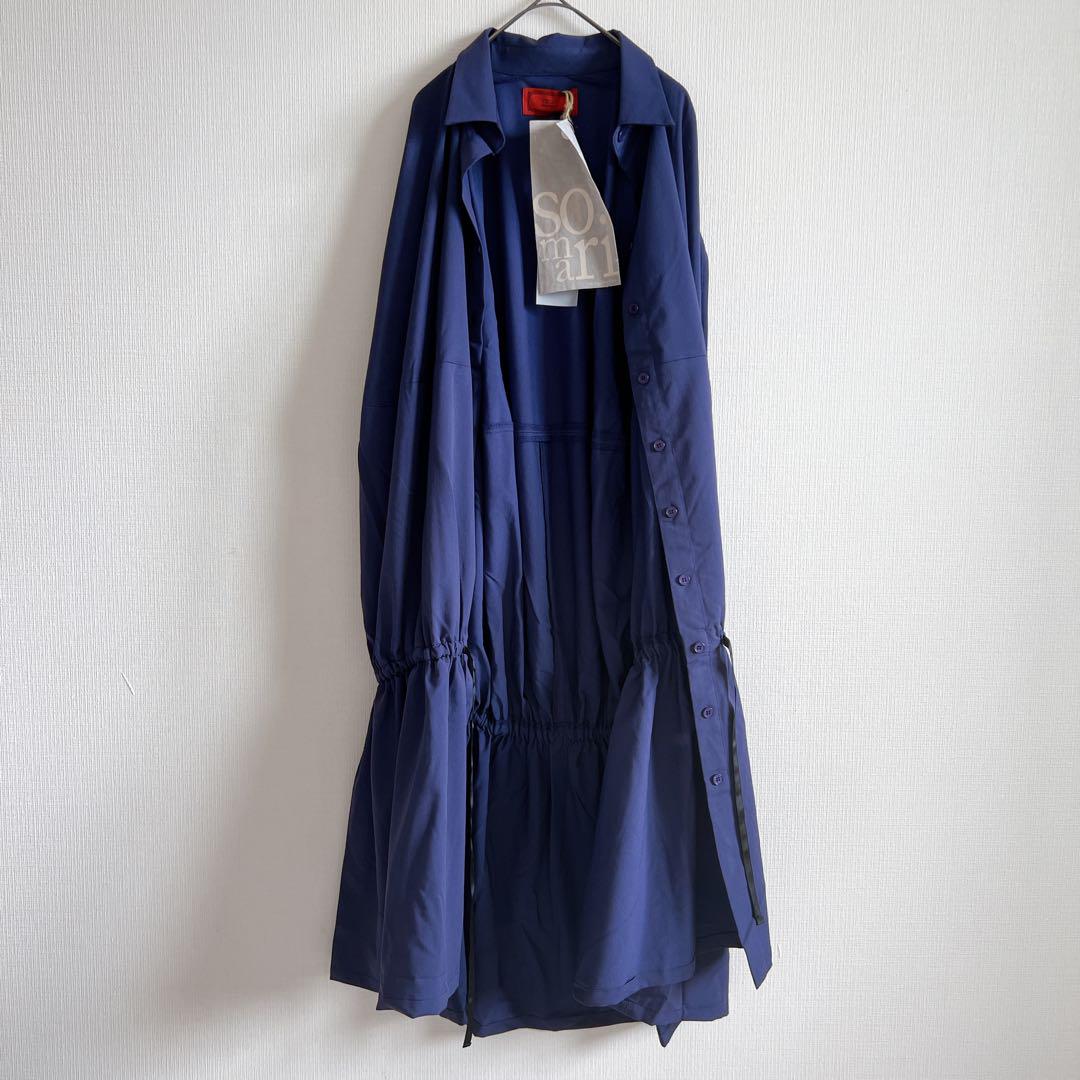 新品タグ付きsomari ソマリネイビー ロングワンピース　シャツワンピース