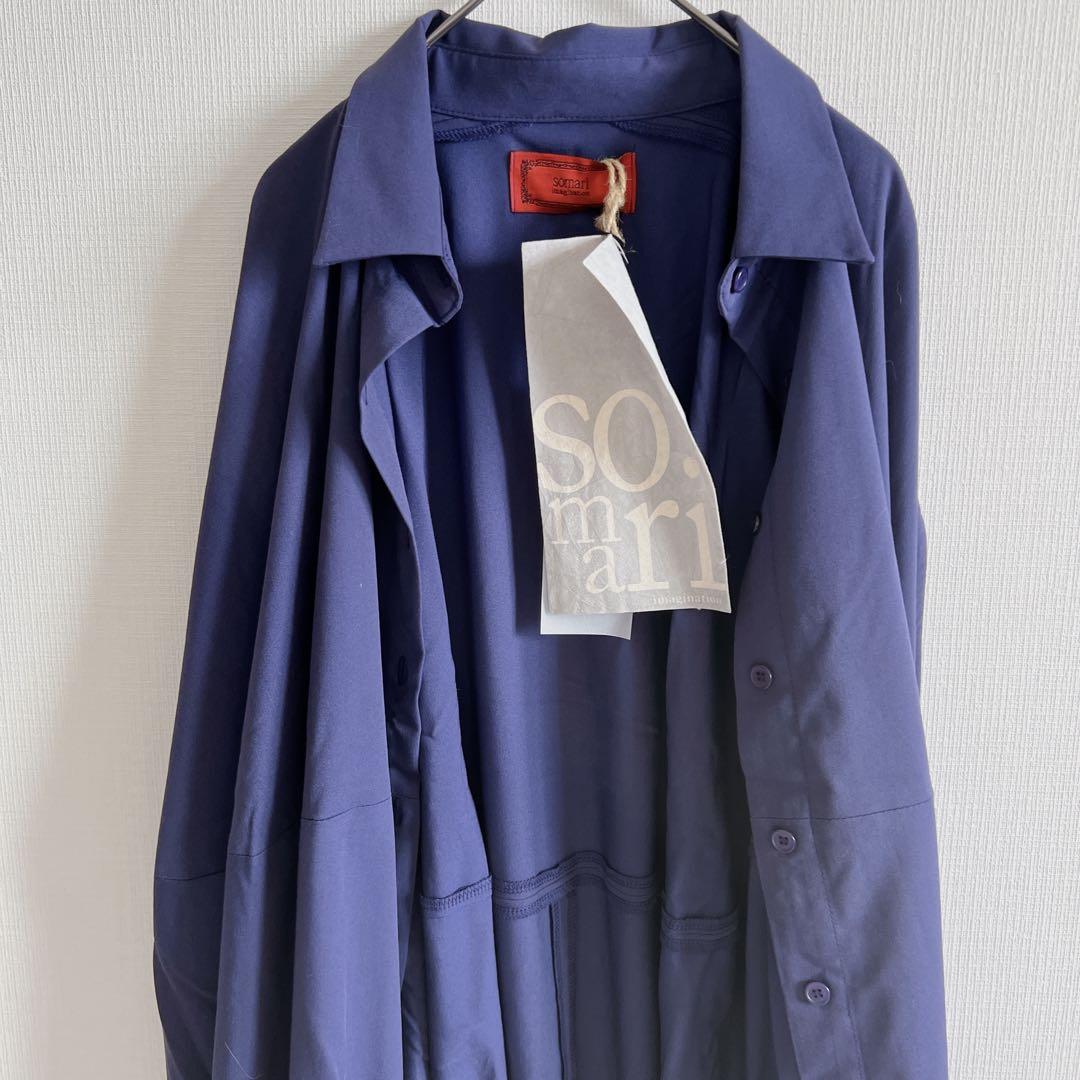 新品タグ付きsomari ソマリネイビー ロングワンピース　シャツワンピース