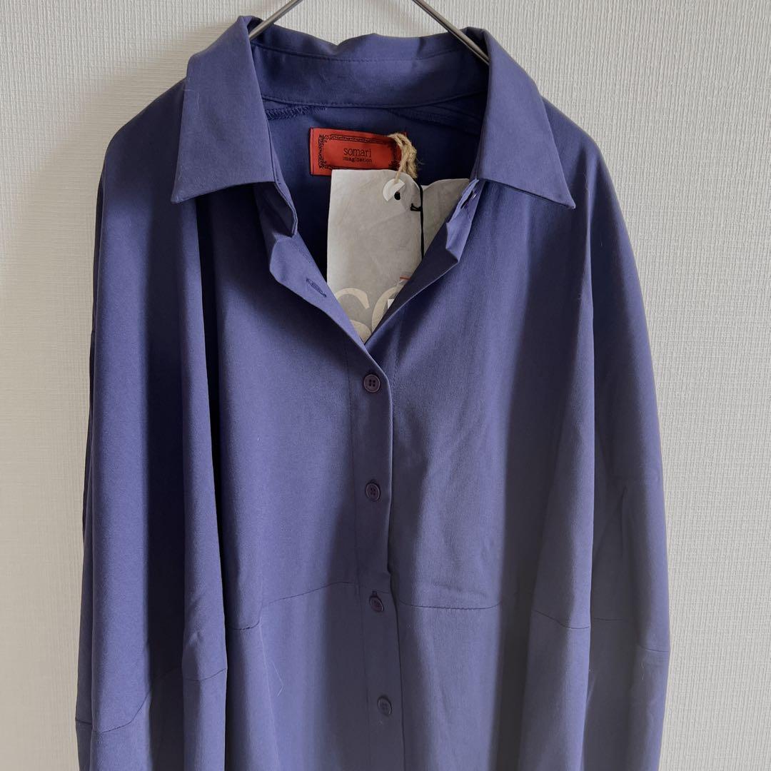新品タグ付きsomari ソマリネイビー ロングワンピース　シャツワンピース
