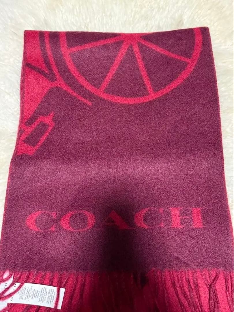 COACH マフラー 赤 ボルドー バーガンディ カシミヤ ウール