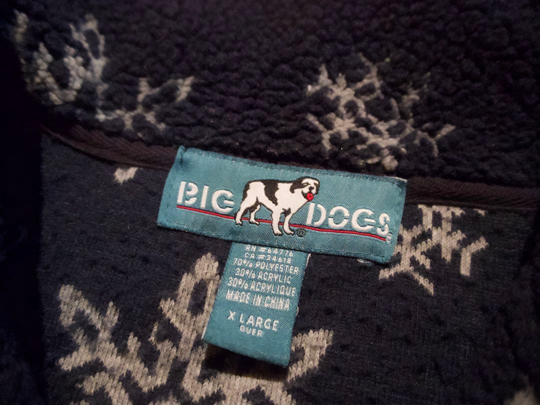 90 s BIG DOGS ハーフジップ フリースジャケットXLサイズ 古着XL LL BIG DOGS ファッション WWW_SHINETEETH_COM