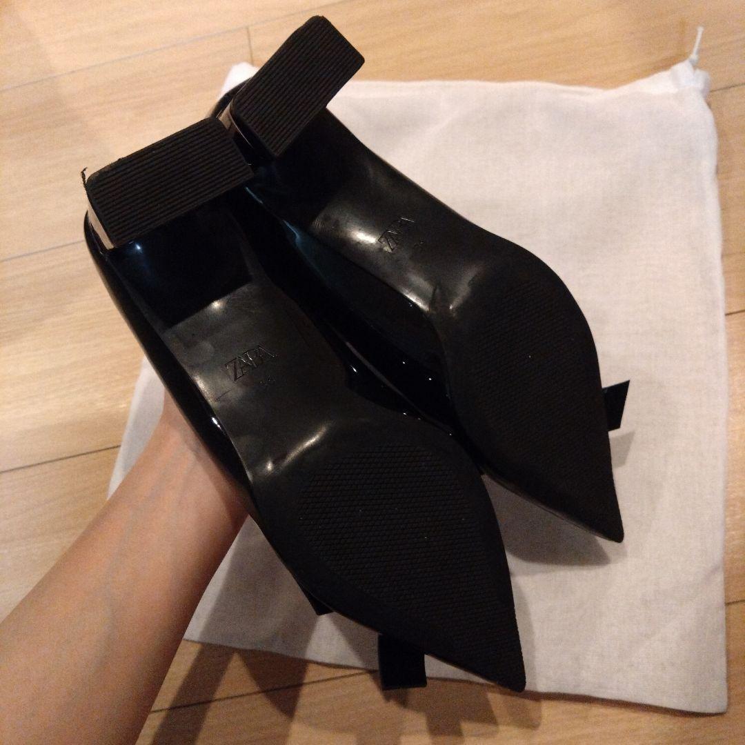 ZARA ザラ リボンブロックヒールパンプス ハイヒールパンプス ZARA ザラ リボンブロックヒールパンプス ハイヒールパンプス