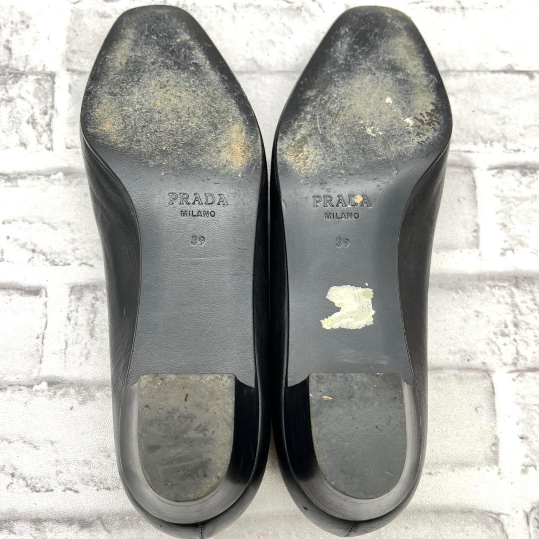 PRADA プラダ パンプス アーモンドトゥ レザー ブラック 25.0cm
