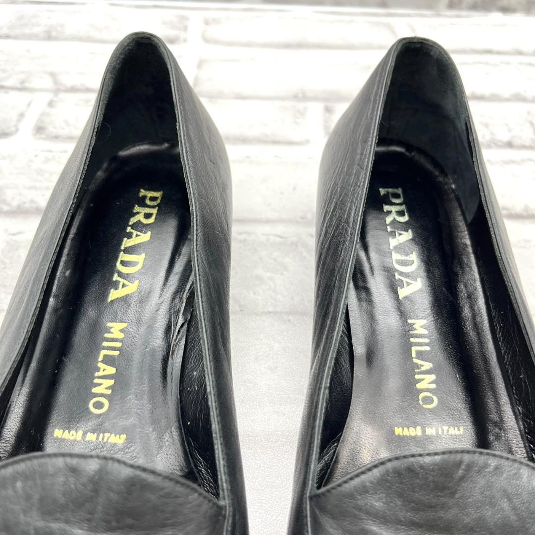 PRADA プラダ パンプス アーモンドトゥ レザー ブラック 25.0cm