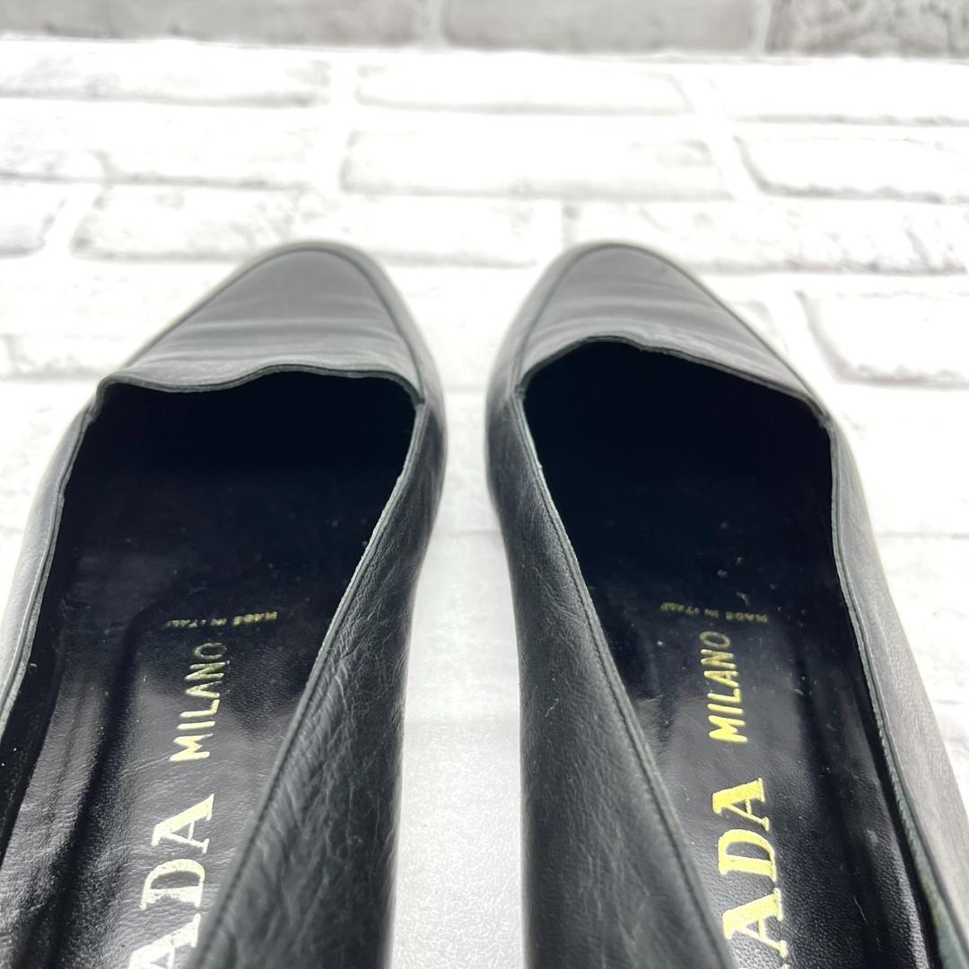 PRADA プラダ パンプス アーモンドトゥ レザー ブラック 25.0cm