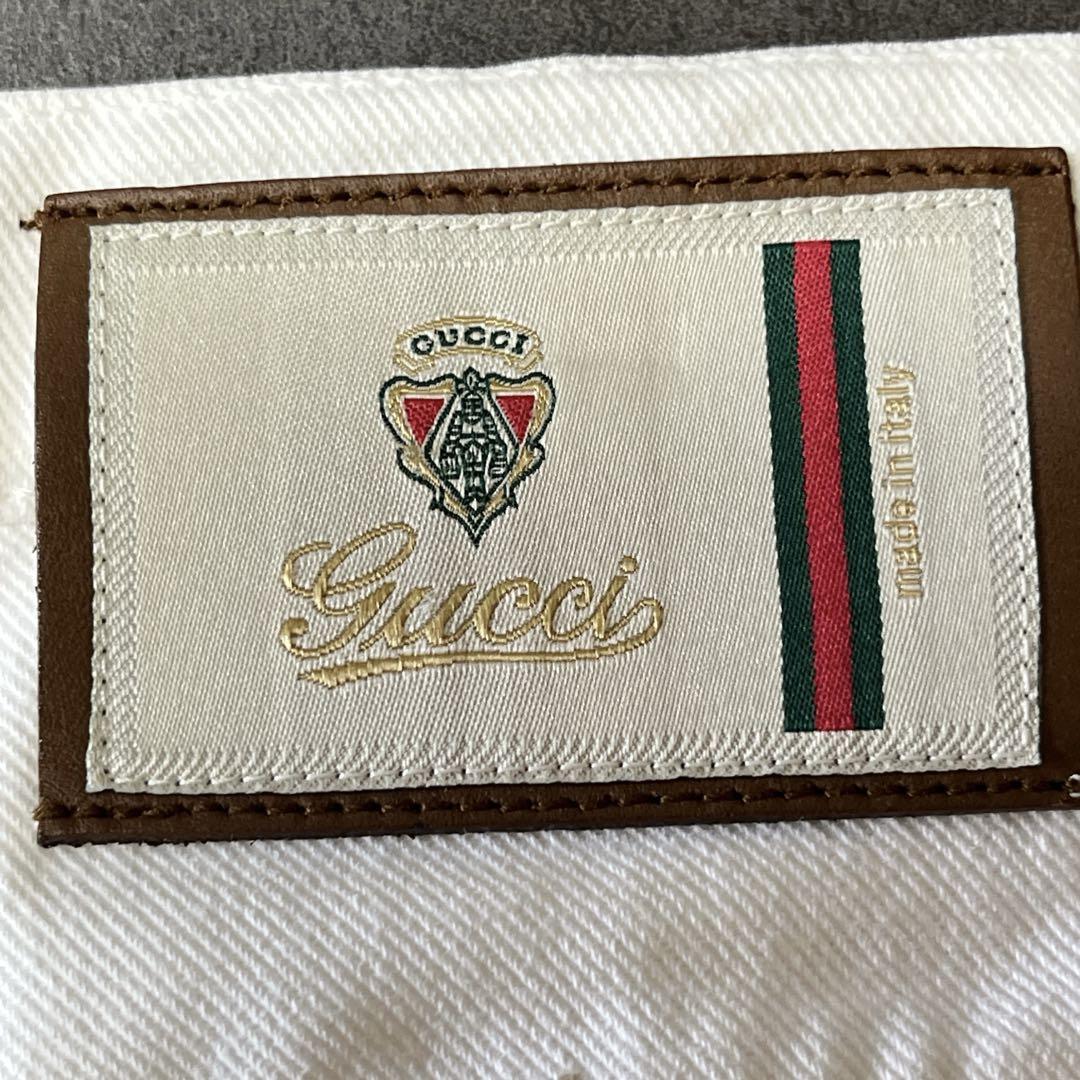 希少　GUCCI グッチ　54 極美品　ホワイト デニム　ストレートパンツ