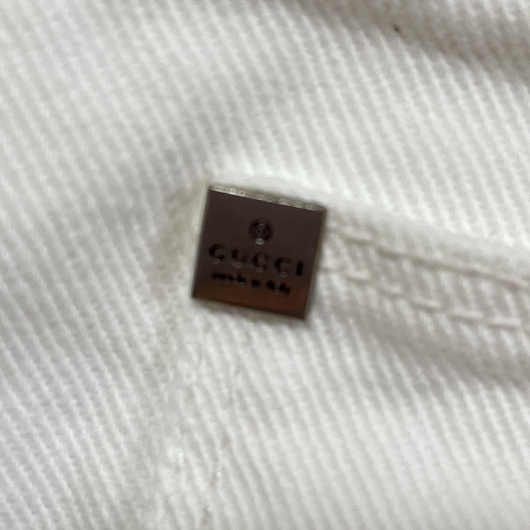 希少　GUCCI グッチ　54 極美品　ホワイト デニム　ストレートパンツ