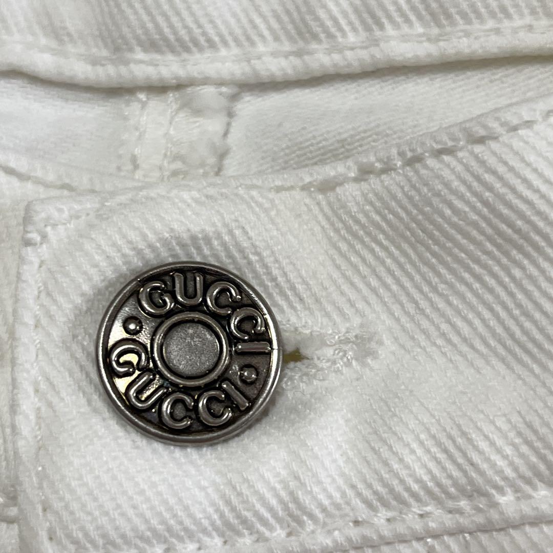 希少　GUCCI グッチ　54 極美品　ホワイト デニム　ストレートパンツ