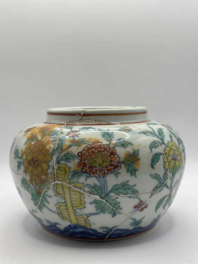 花瓶　大明成化年製　共箱　花入　花器　中国古美術　時代品　 M32