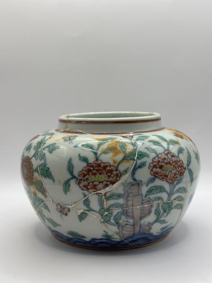 花瓶　大明成化年製　共箱　花入　花器　中国古美術　時代品　 M32
