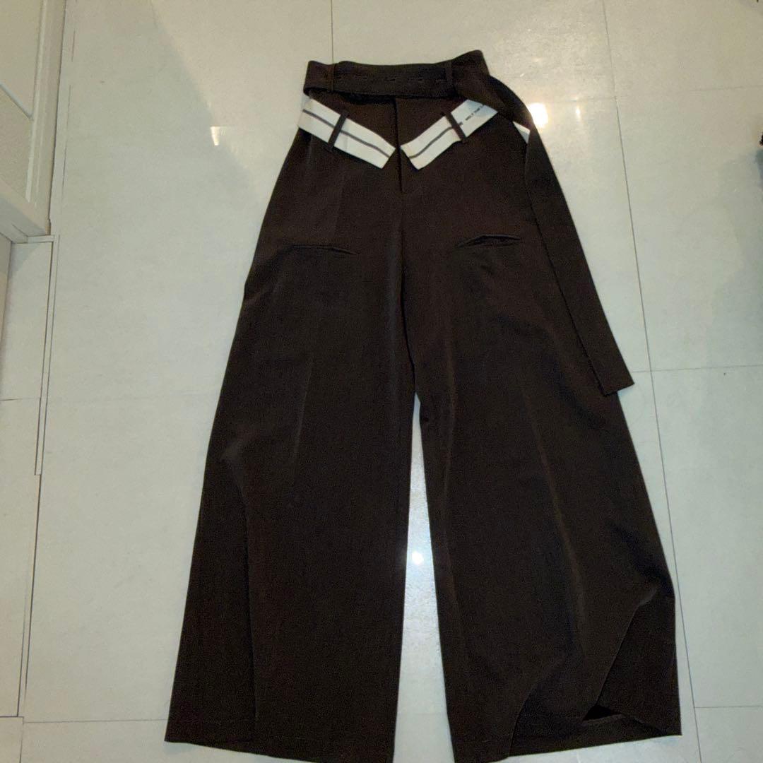 melt the lady ワイドパンツ ストライプベルト付きS MELT THE LADY