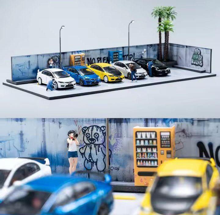 ★最新1/64サイズジオラマ【America西海岸風パーキング】Version2