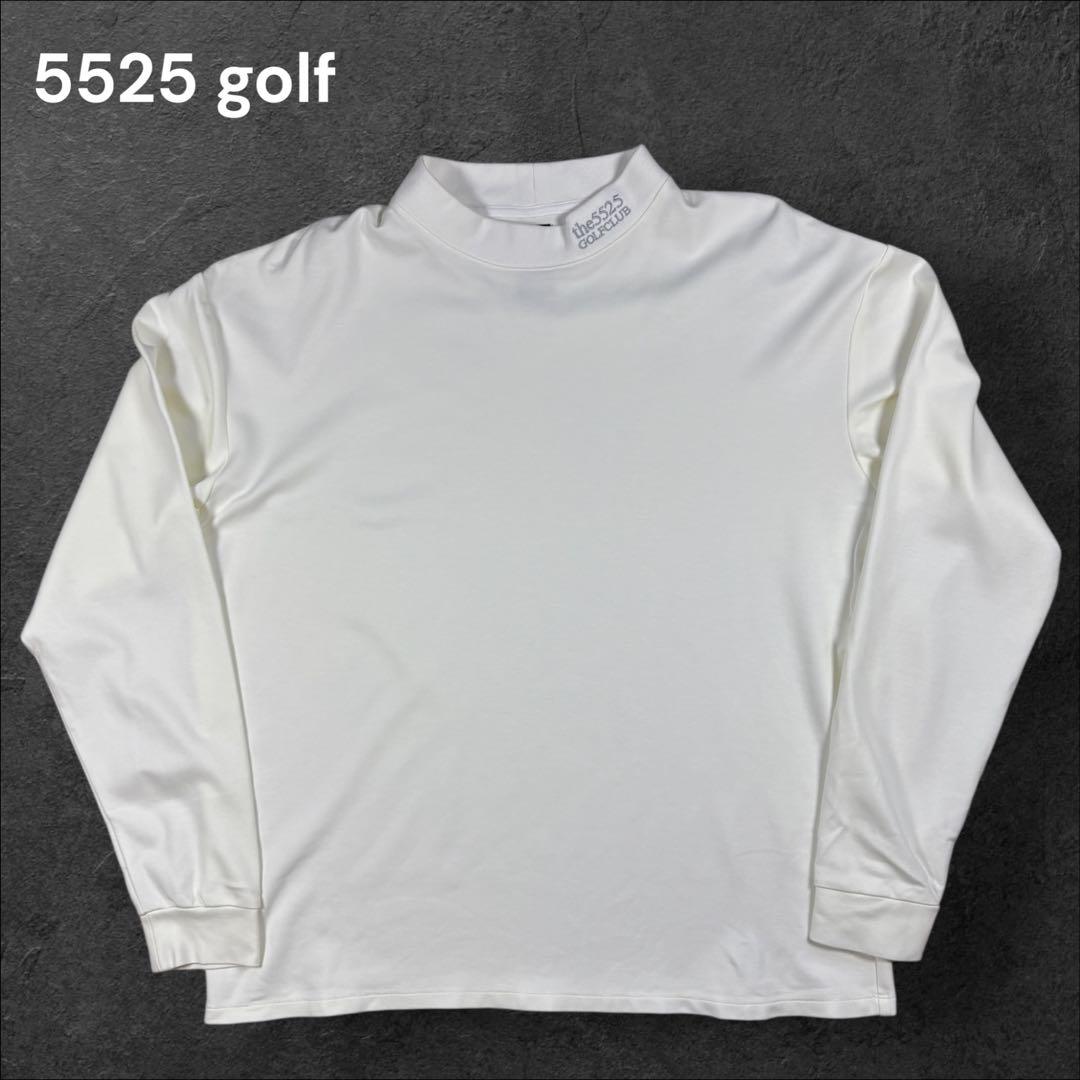 5525 golf ナノユニバース ロゴ モックネック カットソー 長袖シャツ 極美品 5525 golf ゴルフ モックネック 伸縮 ナノユニバース L