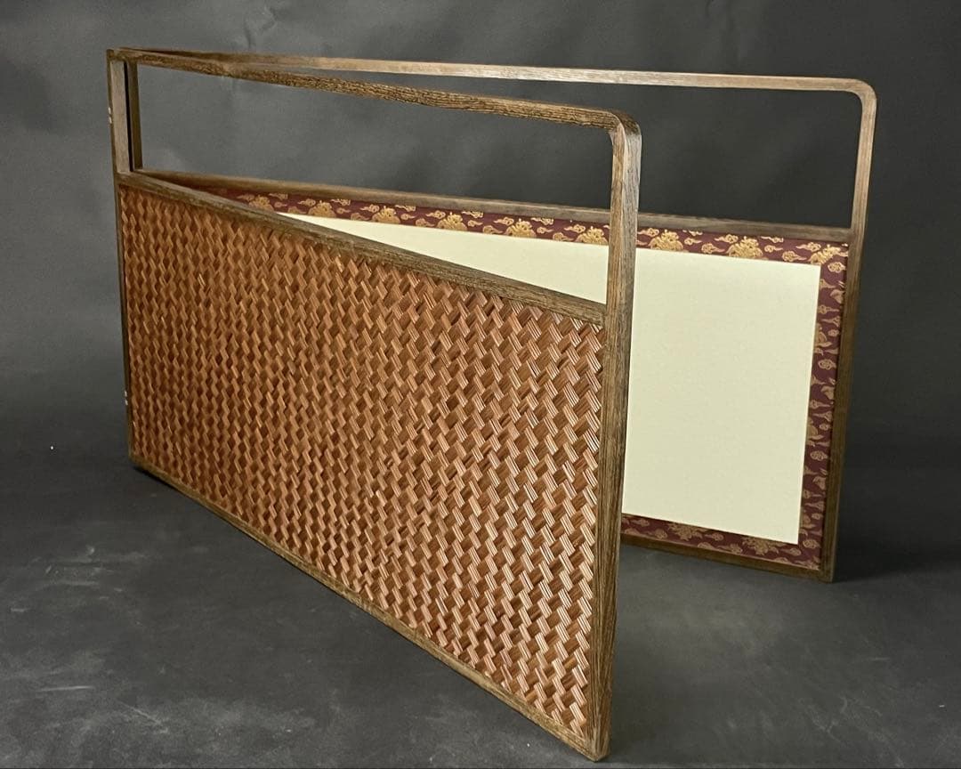 「母」 雲鳳 網代 両面使い 風炉先屏風 桑縁 上透かし 京間 (829①)