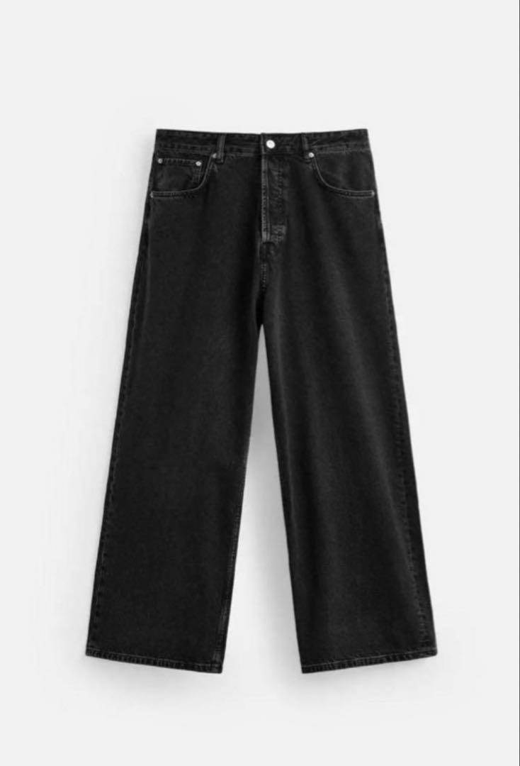 ZARA エクストラバギーデニム　黒 zara エクストラバギーデニム ブラック - メルカリ