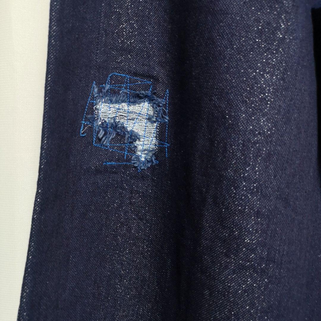 GIDEAL clash lamé denim pants (indigo) 3