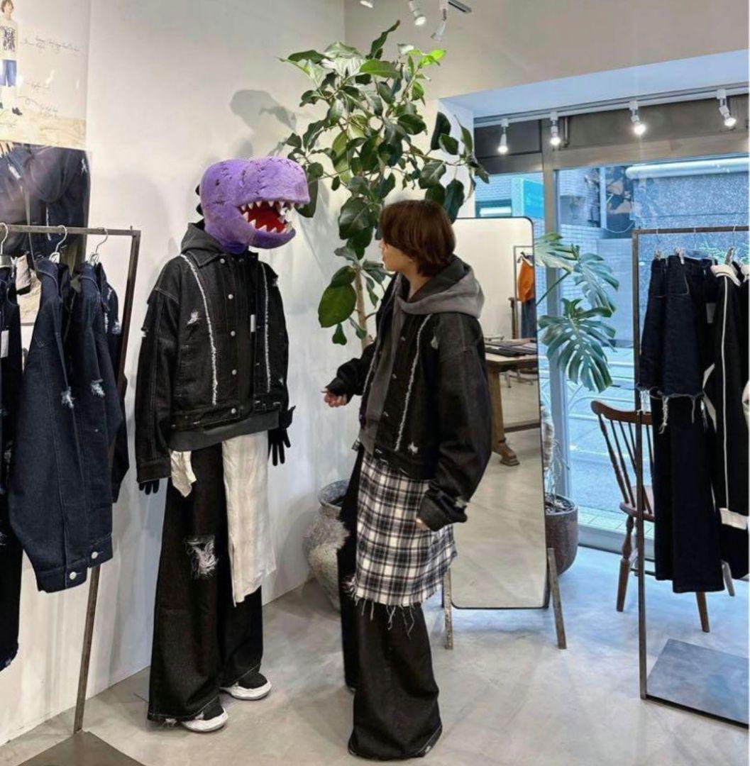 GIDEAL clash lamé denim pants (indigo) 3