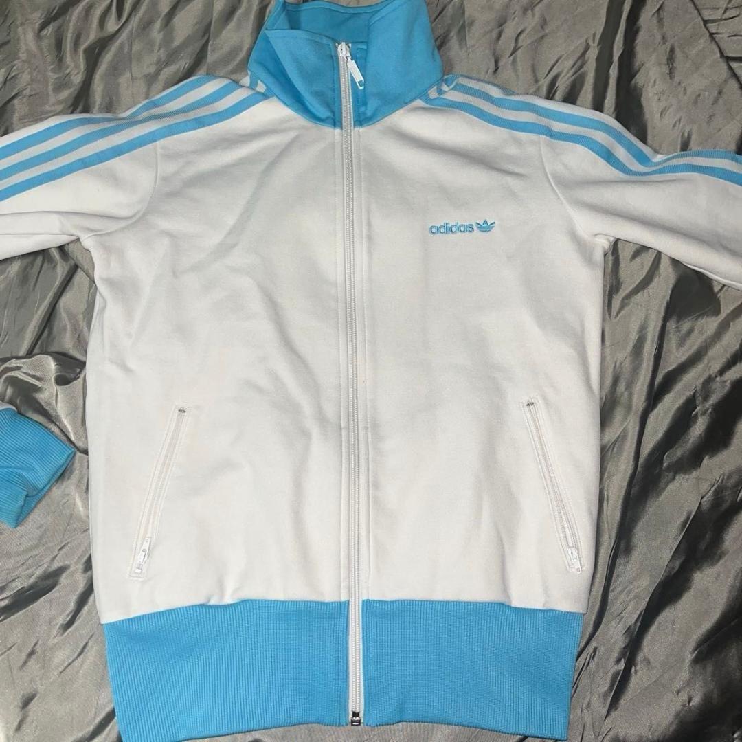 adidas アディダス　ジャージ　国旗タグ　y2k 在原みゆ紀　配色 水色　L