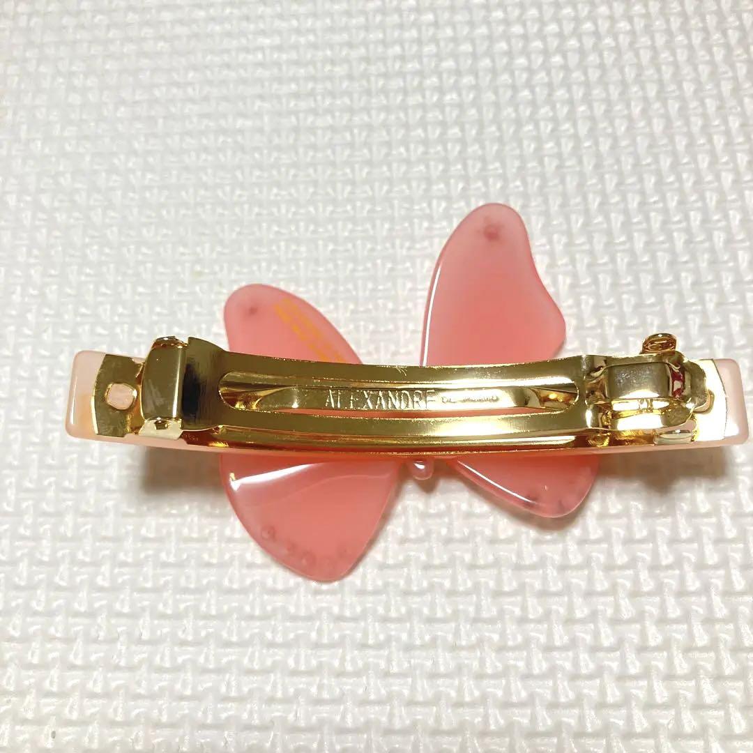 アレクサンドルドゥパリ　ロングバレッタ　ピンク　バタフライ　スワロフスキー　希少 新品 アレクサンドルドゥパリ バタフライ バレッタ ピンク 新品
