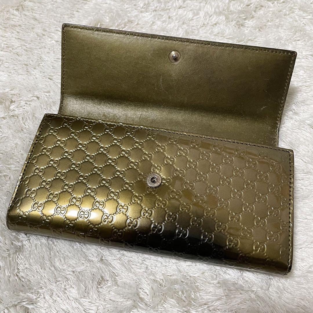 GUCCI 長財布 マイクログッチシマ エナメル ラブリーハート ゴールド GUCCI 長財布 マイクログッチシマ エナメル ラブリーハート ゴールド