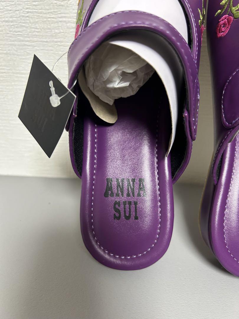 ANNA SUI 紫 刺繍 玄関サンダル - メルカリ