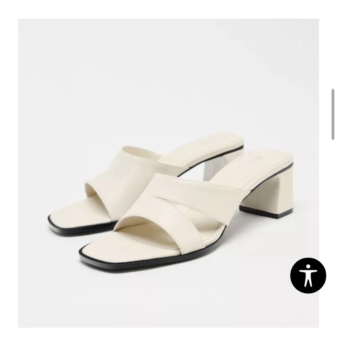ZARA アイボリー ストラップサンダル 37 24.0